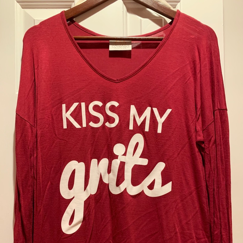 Kiss My Grits Long Sleeve Tee- Size Large